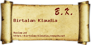 Birtalan Klaudia névjegykártya